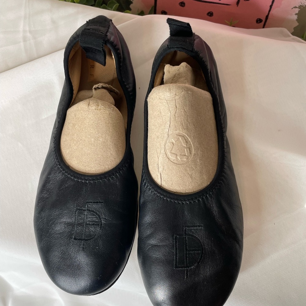 Dear Francis Black Leather Ballet Flats